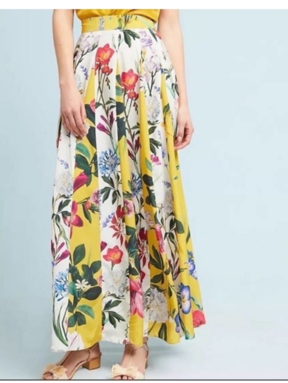 Rococo Sand Yellow Floral Maxi Skirt - Lightweight Summer Skirt - Picture 2 of 7